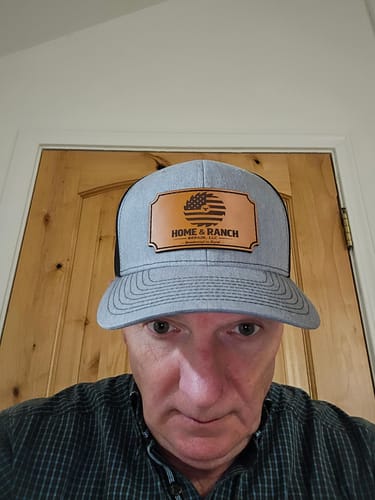 Customer photo review of Richardson 112 Genuine Leather Patch Hats Laser Engraved