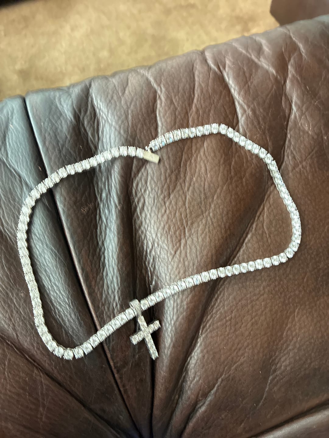 Customer photo review of Diamond Cross Pendant - White Gold