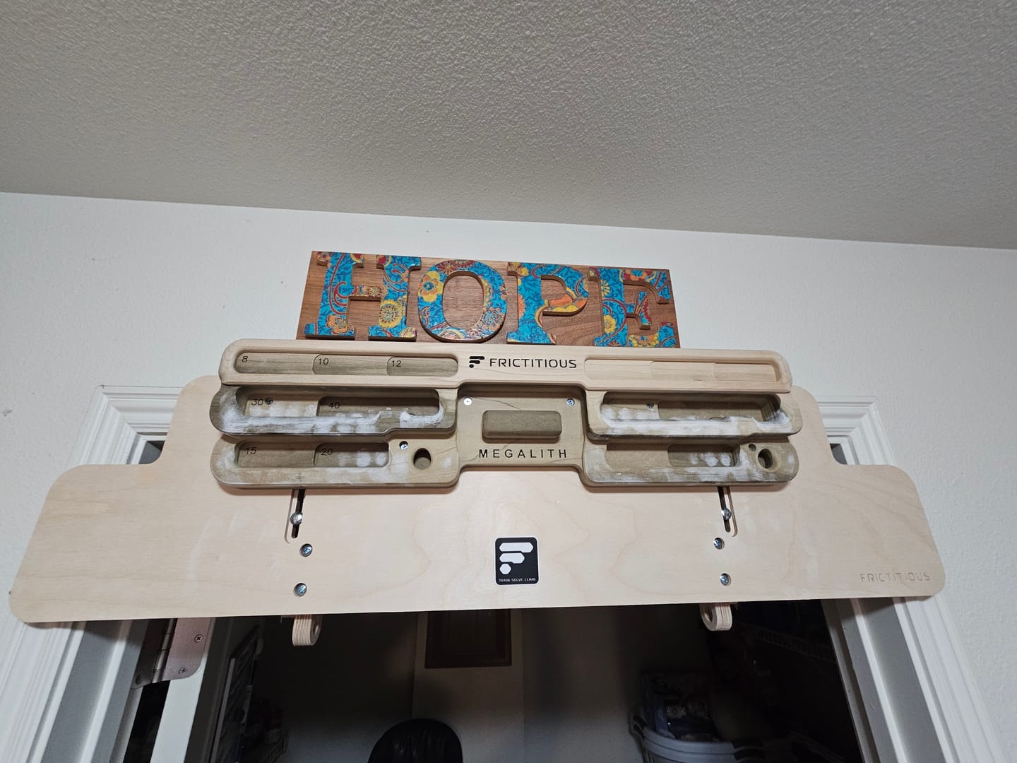 Customer photo review of Hangboard Doorway Mount