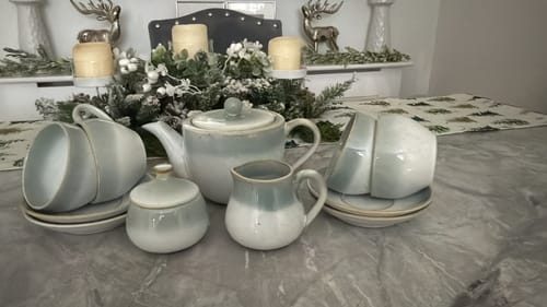 Customer photo review of Belleek Living Tivoli Cream & Covered Sugar Set