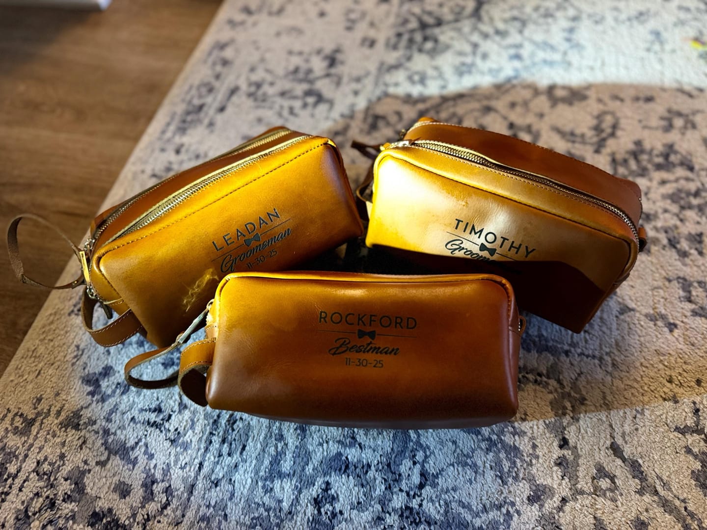 Customer photo review of Personalized Leather Toiletry Bag / Dopp Kit for Men