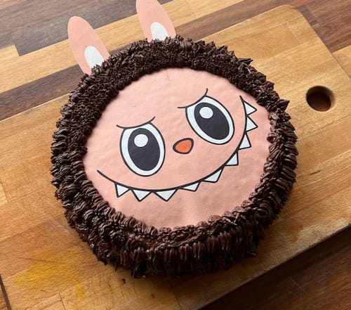 Customer photo review of Labubu Monster Face – Edible Icing Image