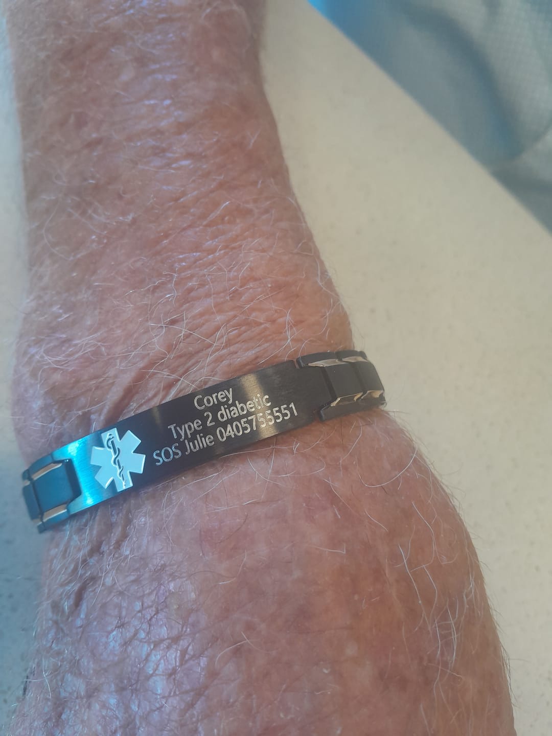 Customer photo review of Black & Gold Medical ID Bracelet