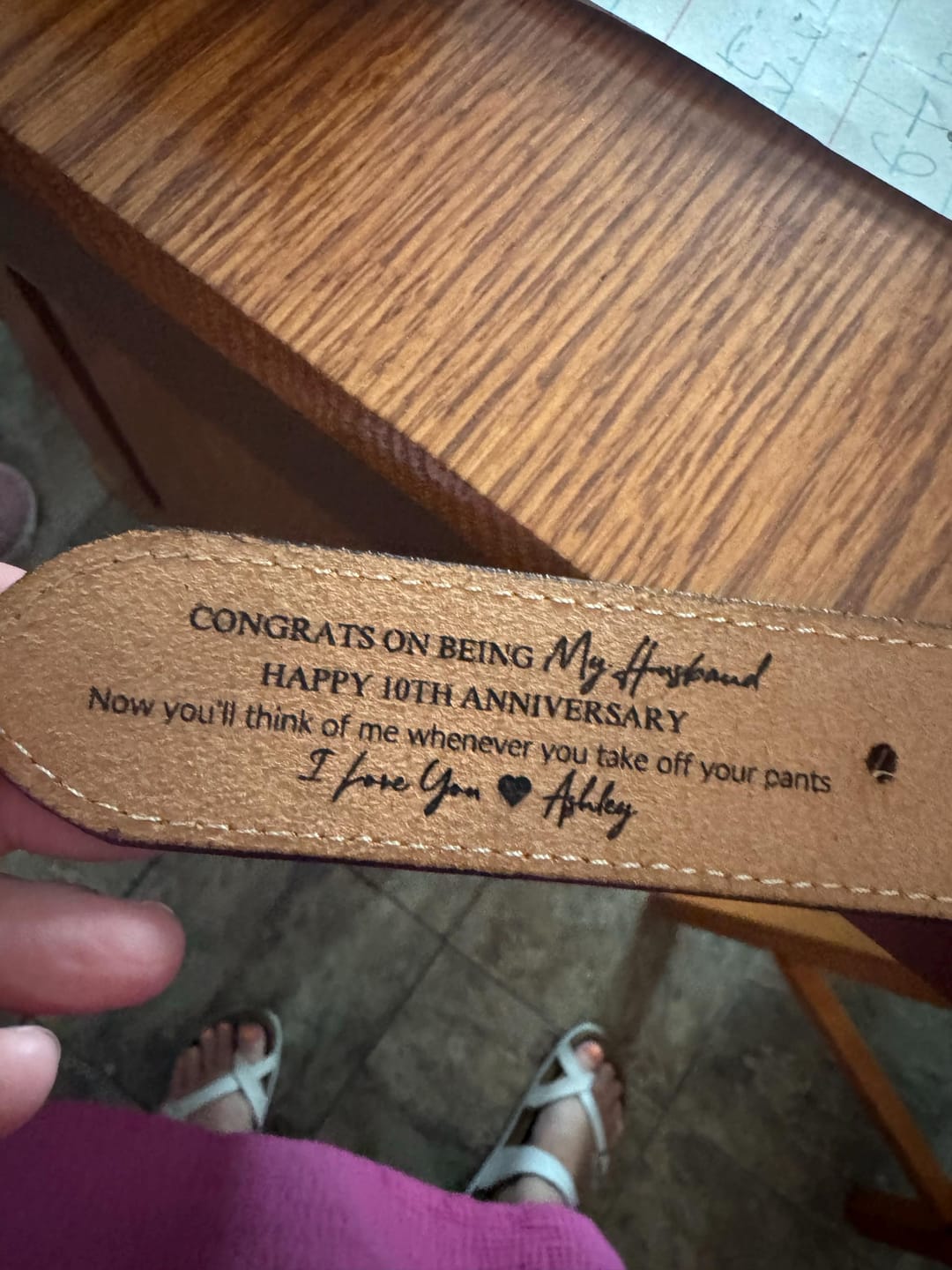 Customer photo review of Custom Leather Belt, Valentine's Day Gift for Boyfriend, Unique Gift for Husband