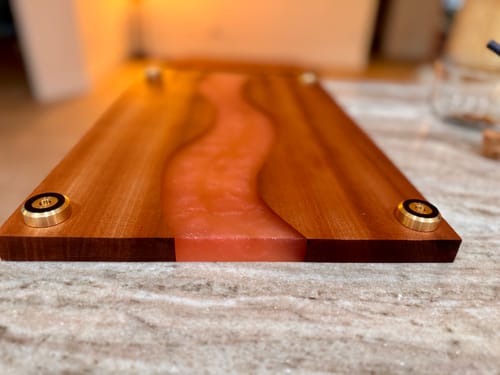 Customer photo review of Premium Cutting Board Feet - Brass/Stainless Steel