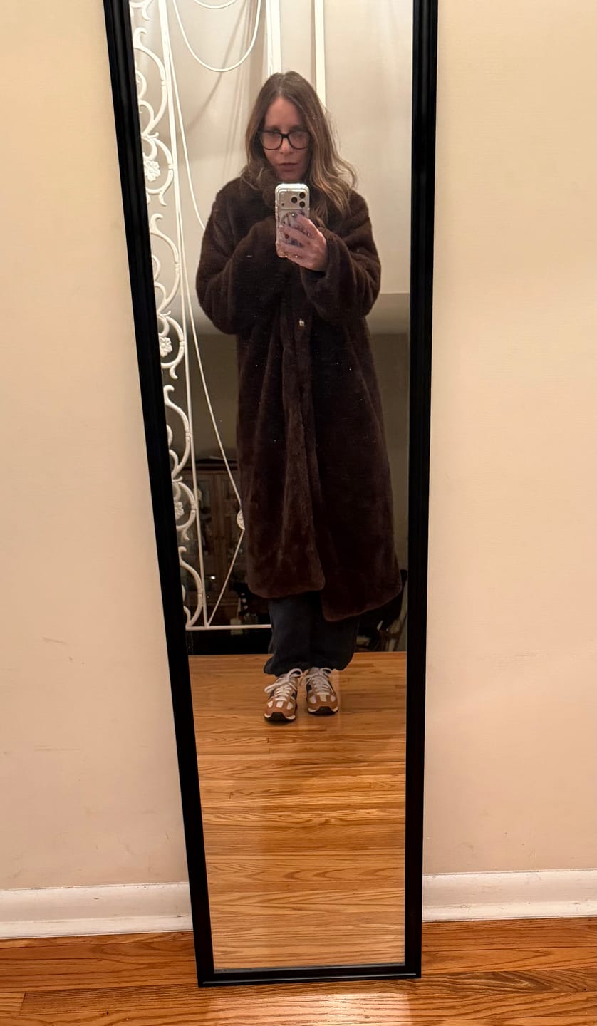 Customer photo review of Lucie Faux Fur Maxi Coat