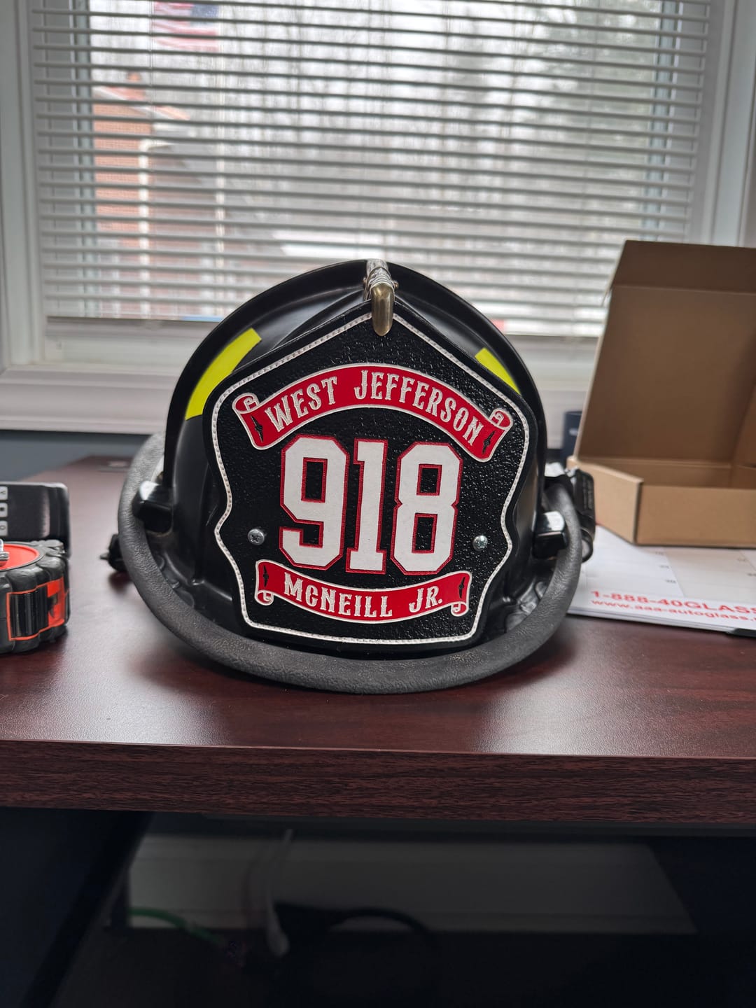 Customer photo review of The Backstep Firefighter Helmet Shield