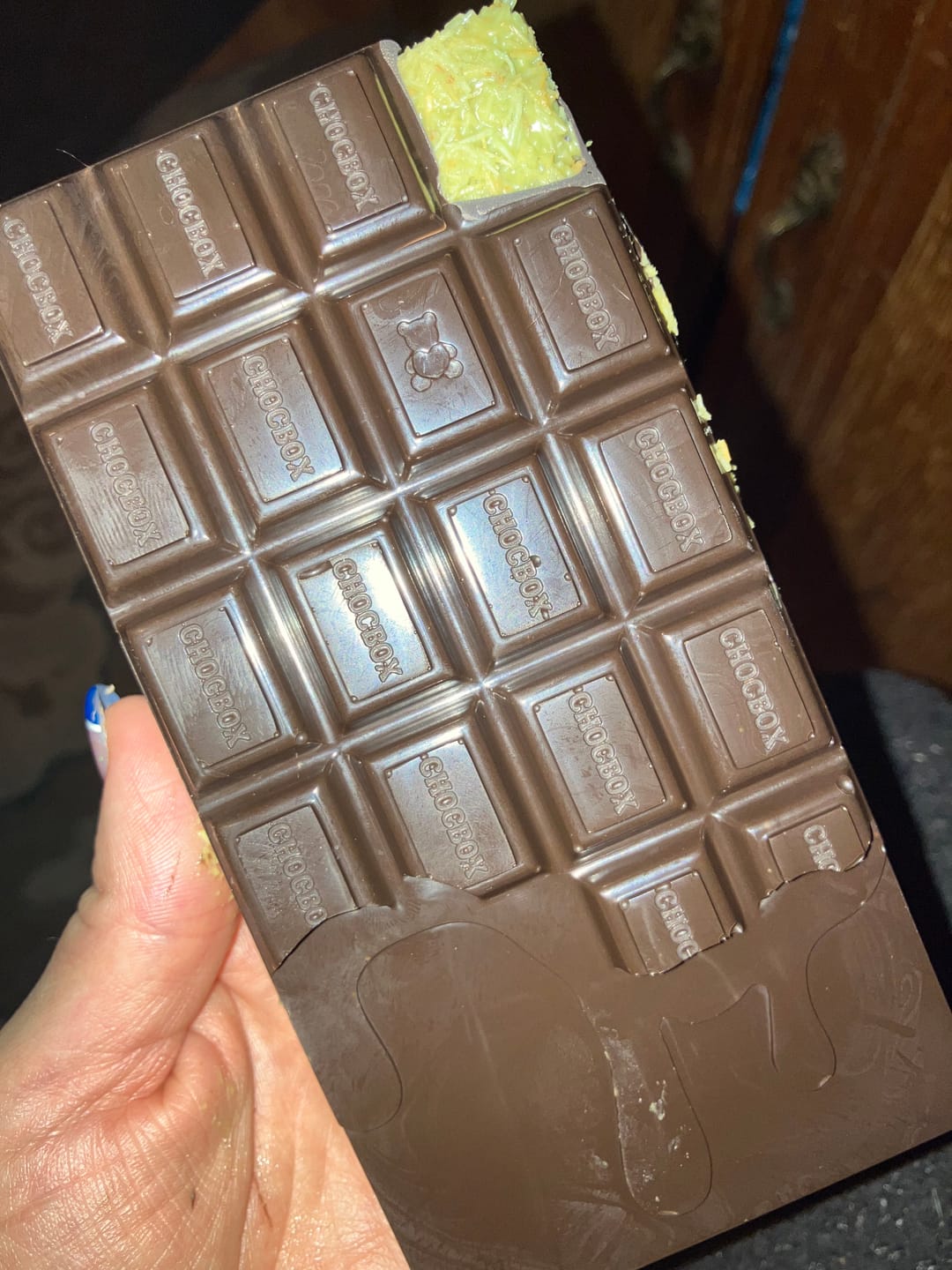Customer photo review of *REFILL* Pistachio Knafeh Stuffed Chocolate Bar Kit without Reusable Mold