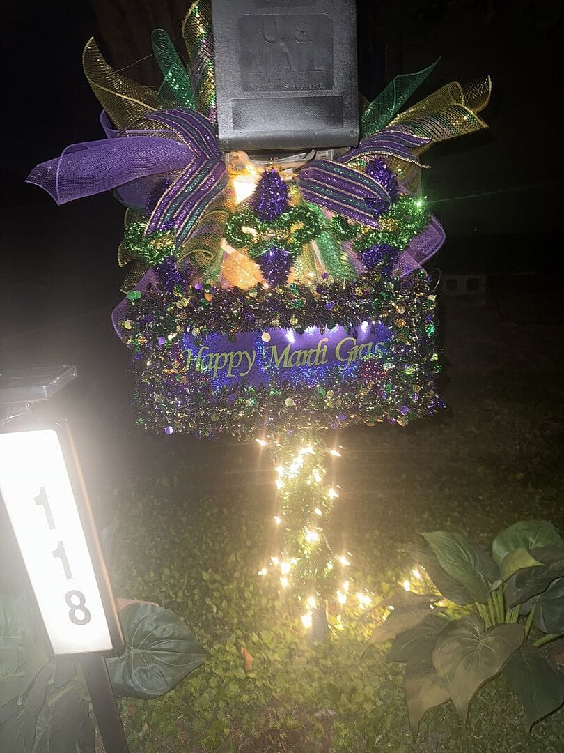 Customer photo review of Mardi Gras Eyelash - Poly Deco Mesh with Laser Mono Stripe - ( 10 Inch x 10 Yards )