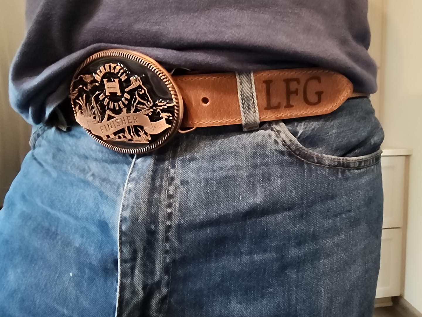 Customer photo review of Detachable Buckle Buffalo Leather Belt – Full Grain Custom Belt for Him, Personalized Gift, 3rd Anniversary, Birthday Husband