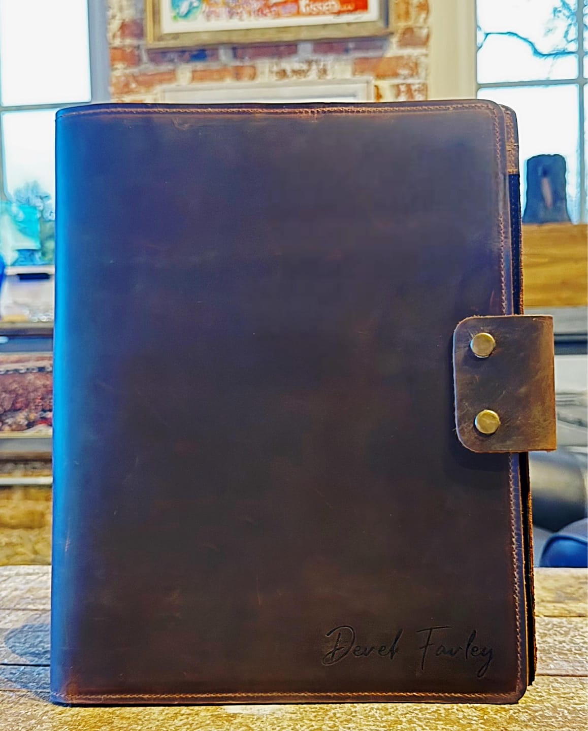 Customer photo review of Custom Leather Portfolio with Notepad & Planner – Personalized Padfolio with Logo or Name for Professionals