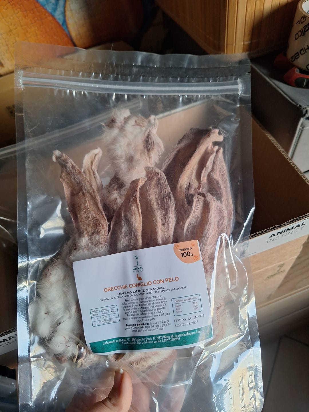 Customer photo review of Orecchio di Coniglio con Pelo (100 g)