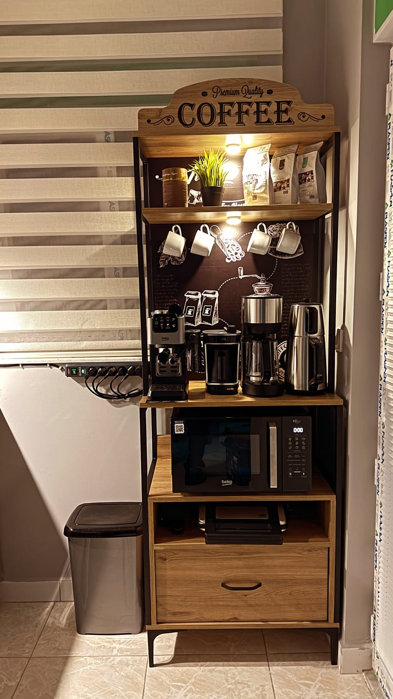 Customer photo review of Rani JE154 Işıklı Kahve Köşesi Çekmeceli Çok Amaçlı Mutfak Dolabı Sepet Ceviz