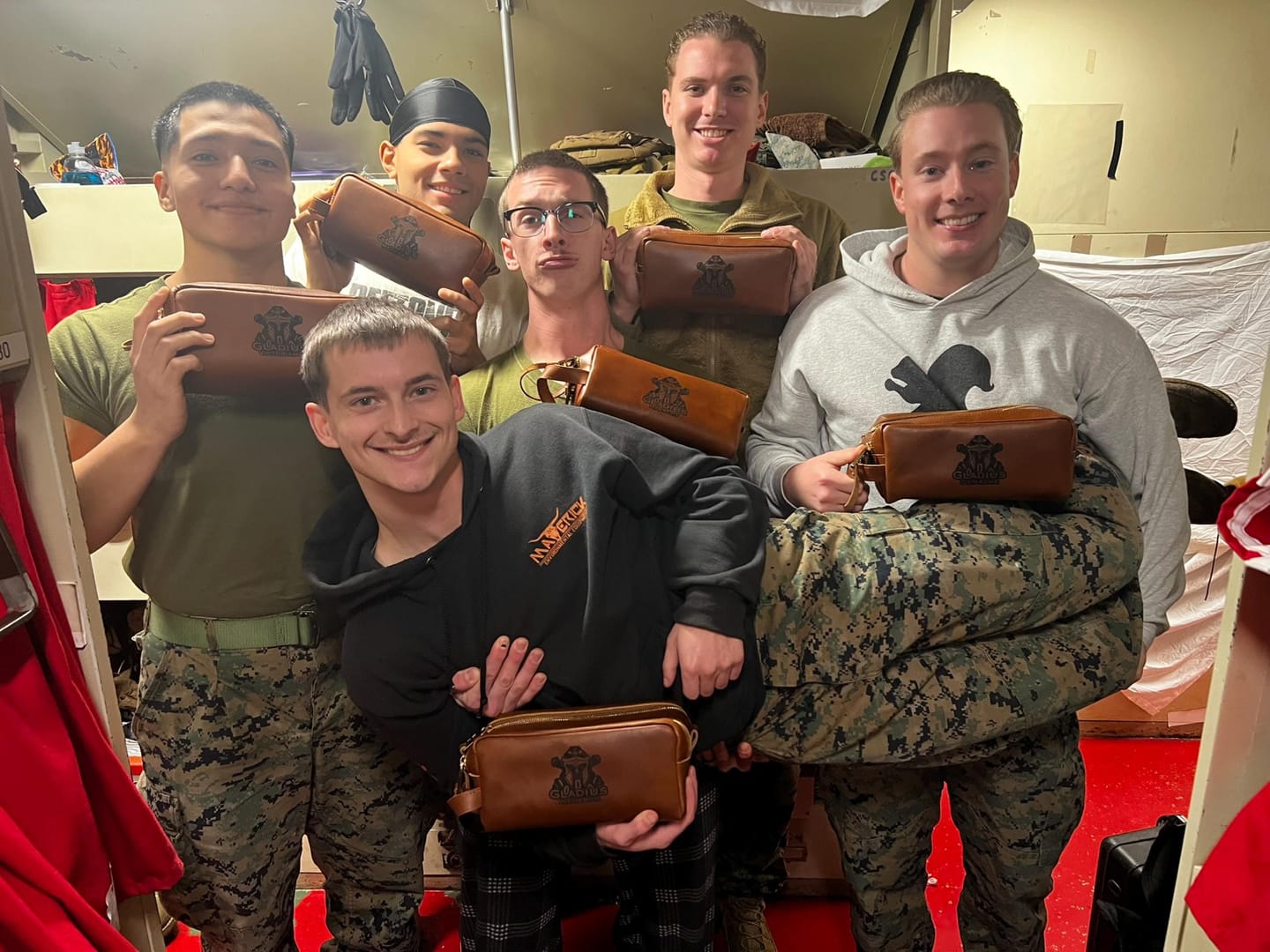 Customer photo review of Personalized Leather Toiletry Bag / Dopp Kit for Men
