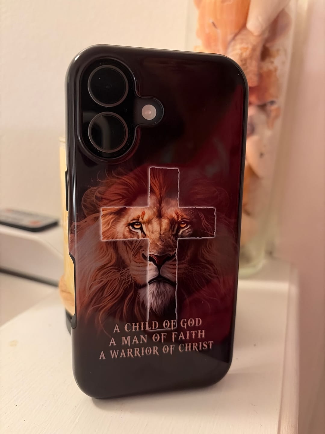 Customer photo review of A Child Of God A Man Of Faith A Warrior Of Christ Christian Phone Case