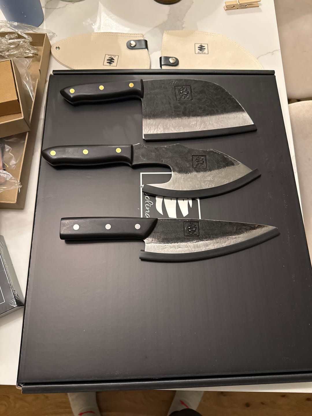Customer photo review of Walnut Magnetic Knives Holder