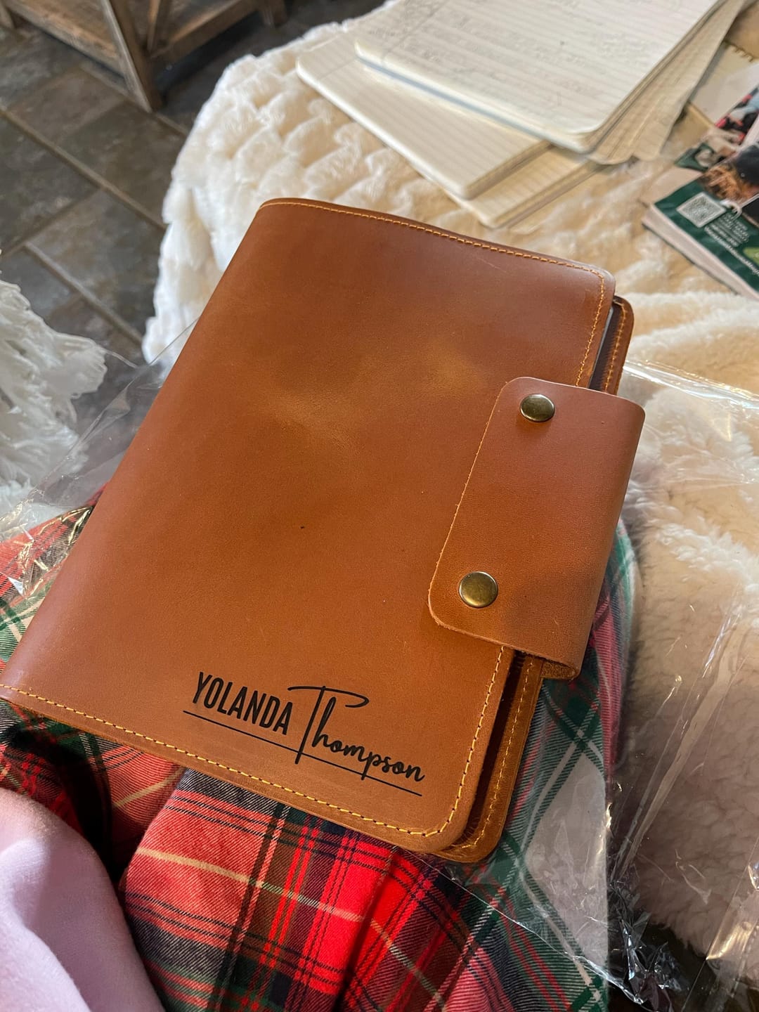 Customer photo review of 2026 Leather Planner, Company Gift, Personalized & Refillable Journal with Leather Cover and Pen