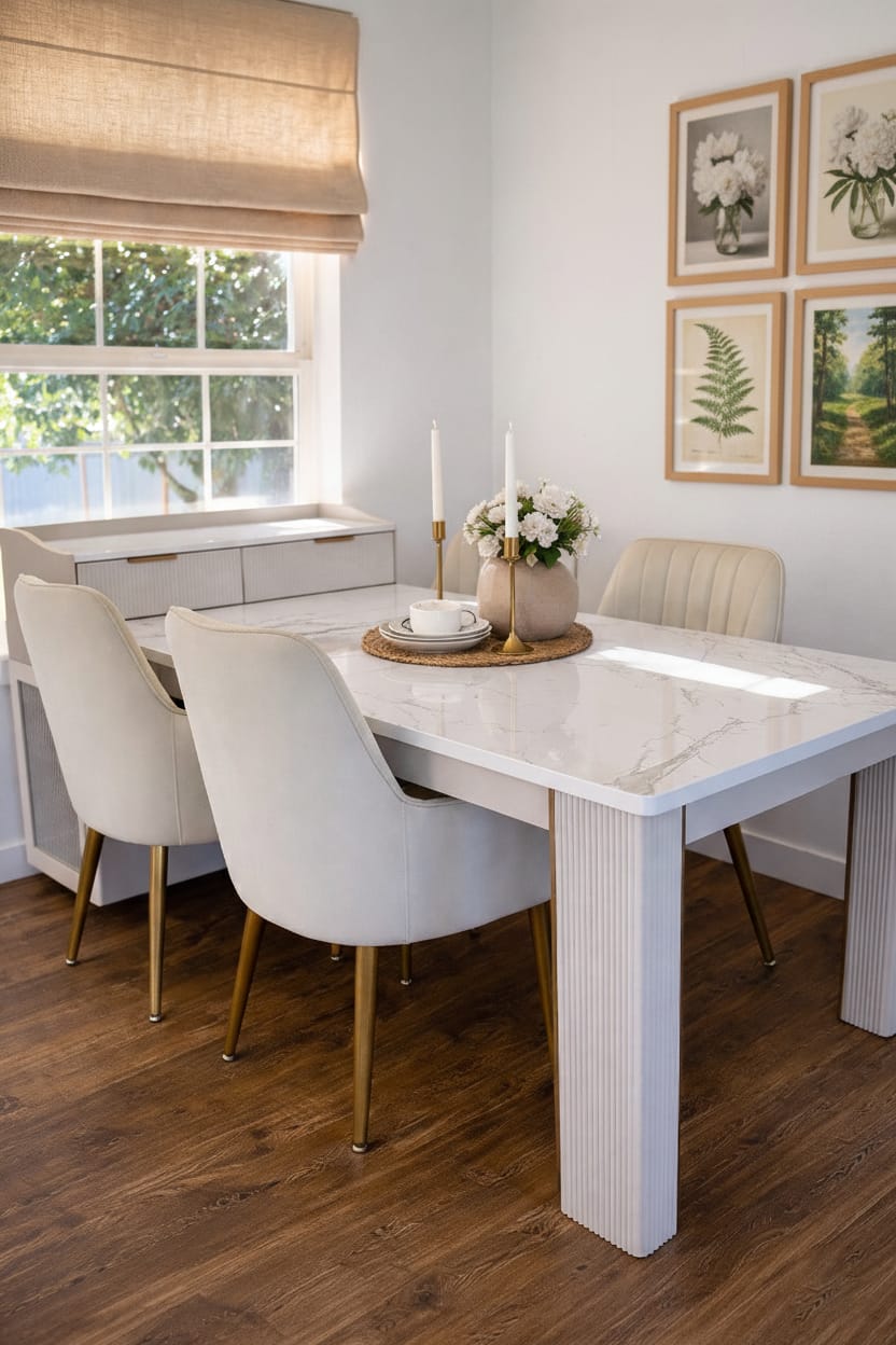 Customer photo review of Selene Modern Square Extendable Fluted Dining Table with Light and Storage for 4-6 Seats