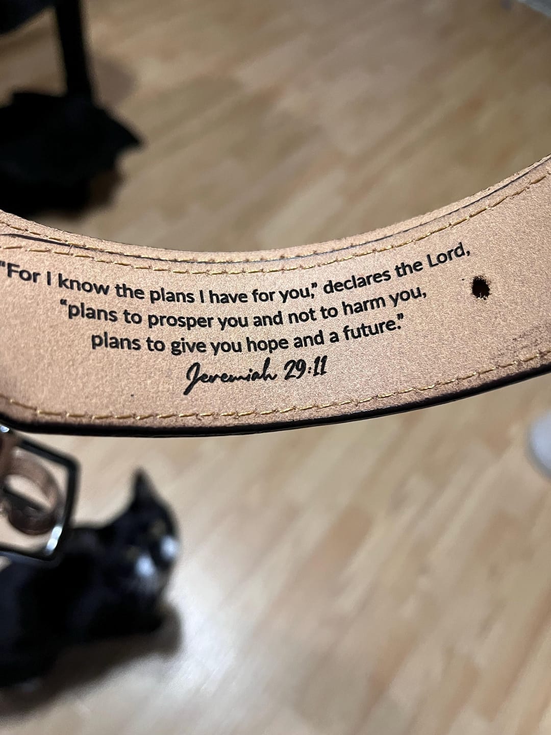 Customer photo review of Personalized Leather Belt for Anniversary - Handcrafted Custom Belt for Him