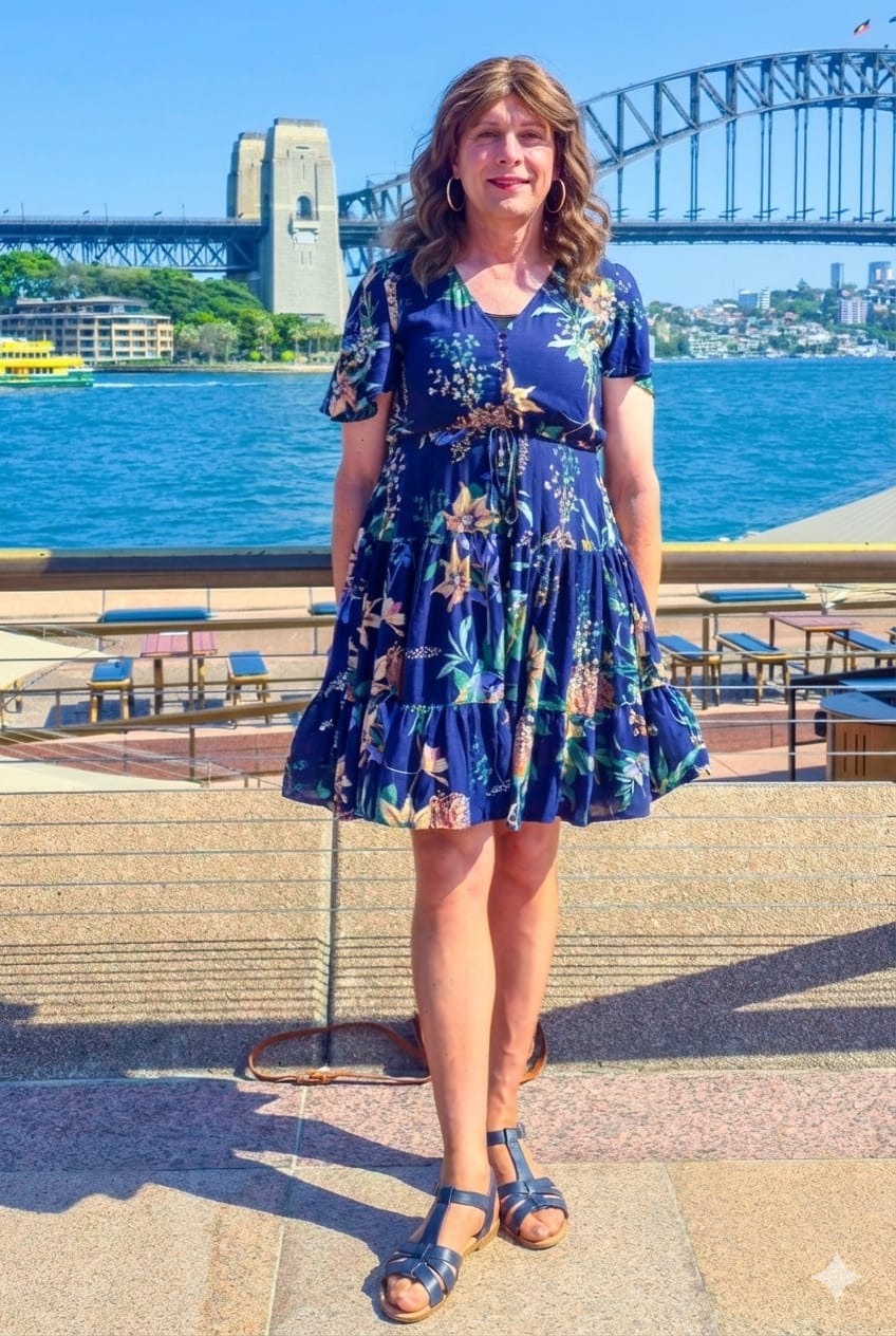 Customer photo review of Vallie Floral Dress in Navy