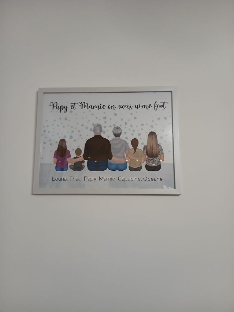 Customer photo review of Affiche Personnalisée - Papy, Mamie et petits-enfants