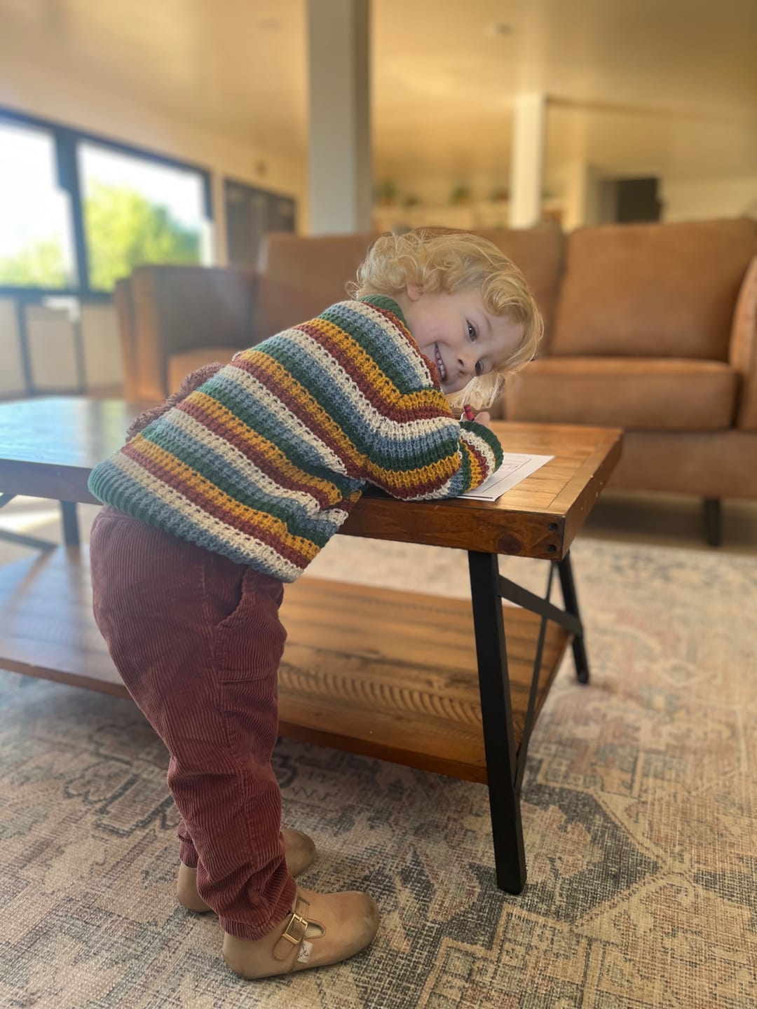 Customer photo review of Rainbow Waffle Snuggly Knitted Jumper