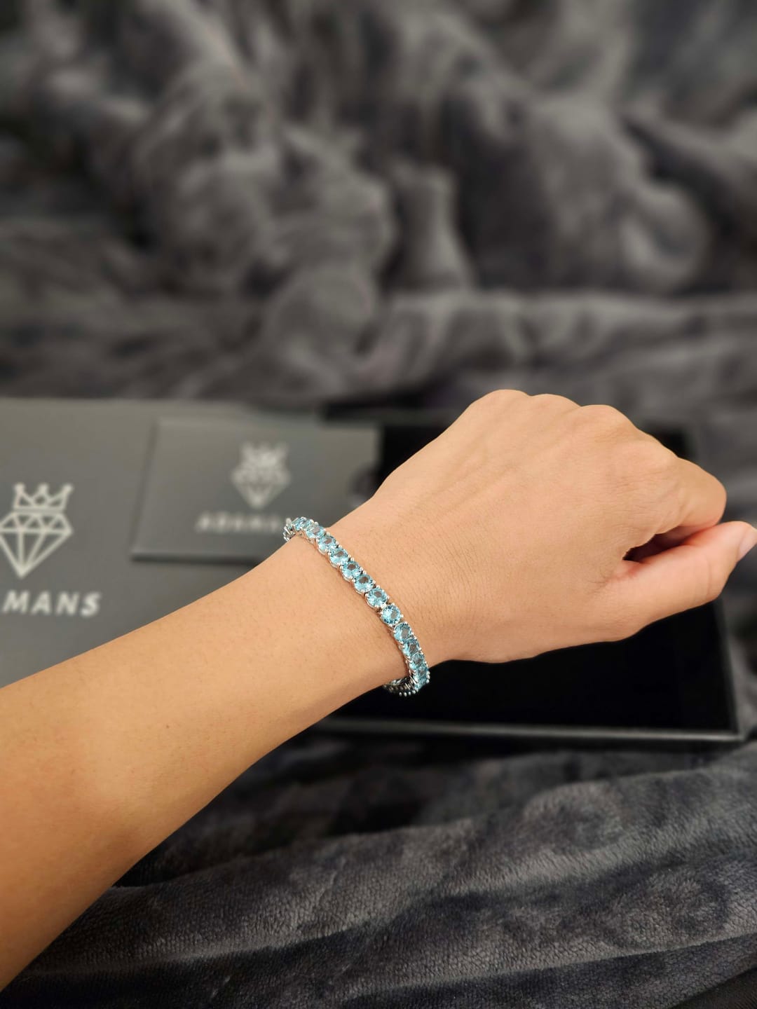 Customer photo review of 5mm Green Diamond Tennis Bracelet - White Gold
