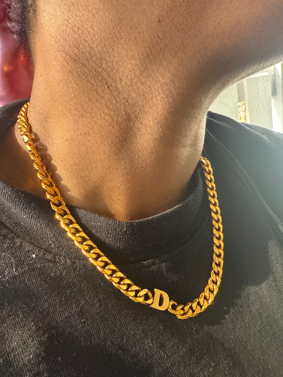 Customer photo review of Letter Choker w/ XL Cuban Chain