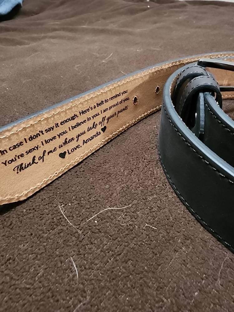Customer photo review of Personalized Leather Belt for Anniversary - Handcrafted Custom Belt for Him