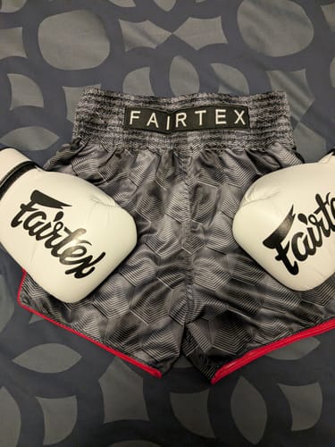 Customer photo review of FAIRTEX "STEALTH" MUAY THAI SHORTS - BS1901