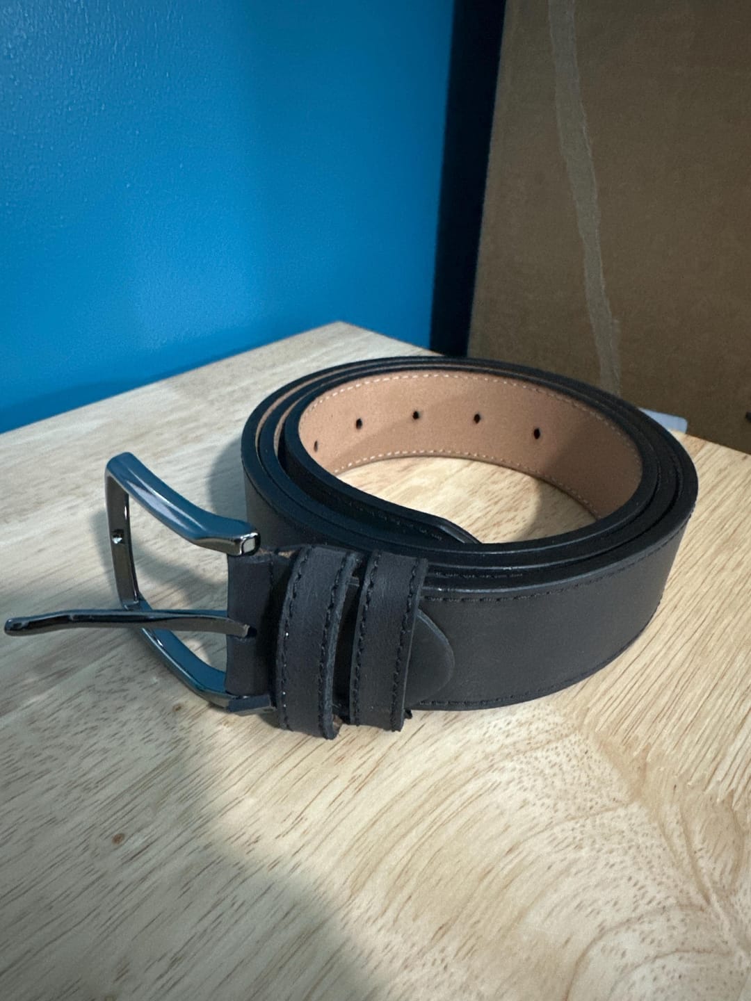 Customer photo review of Personalized Leather Belt for Anniversary - Handcrafted Custom Belt for Him