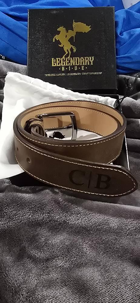 Customer photo review of Personalized Leather Belt for Anniversary - Handcrafted Custom Belt for Him