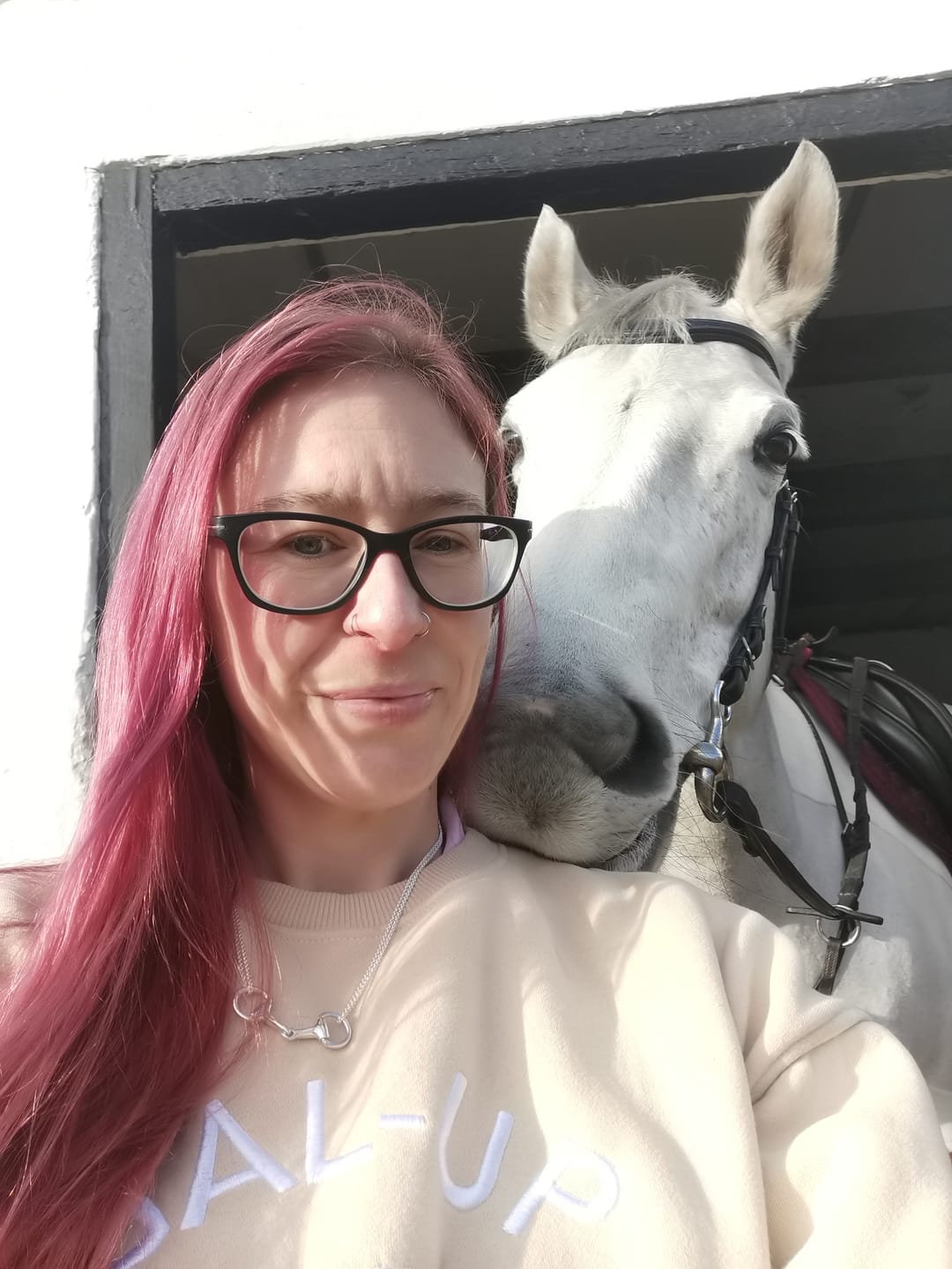 Customer photo review of Sterling Silver Double Chained Snaffle Necklace