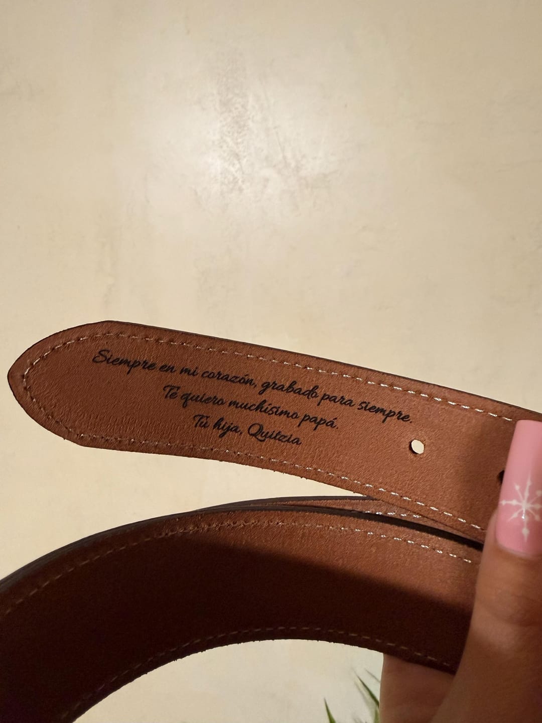 Customer photo review of Personalized Leather Belt for Anniversary - Handcrafted Custom Belt for Him