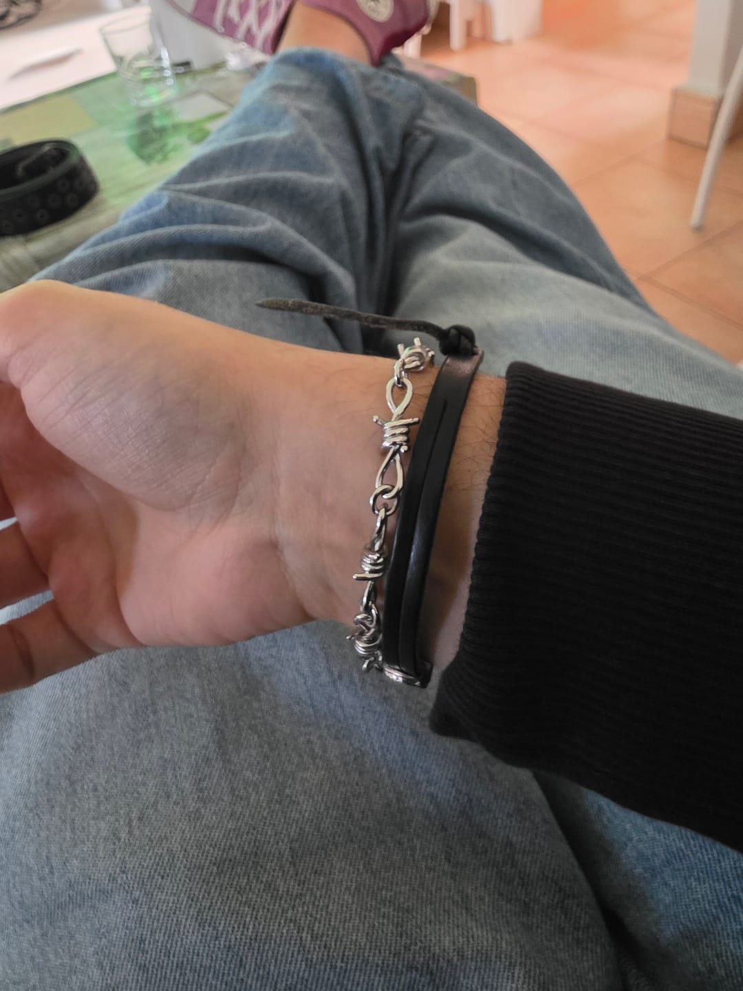 Customer photo review of Barbed Wire Bracelet (Silver)