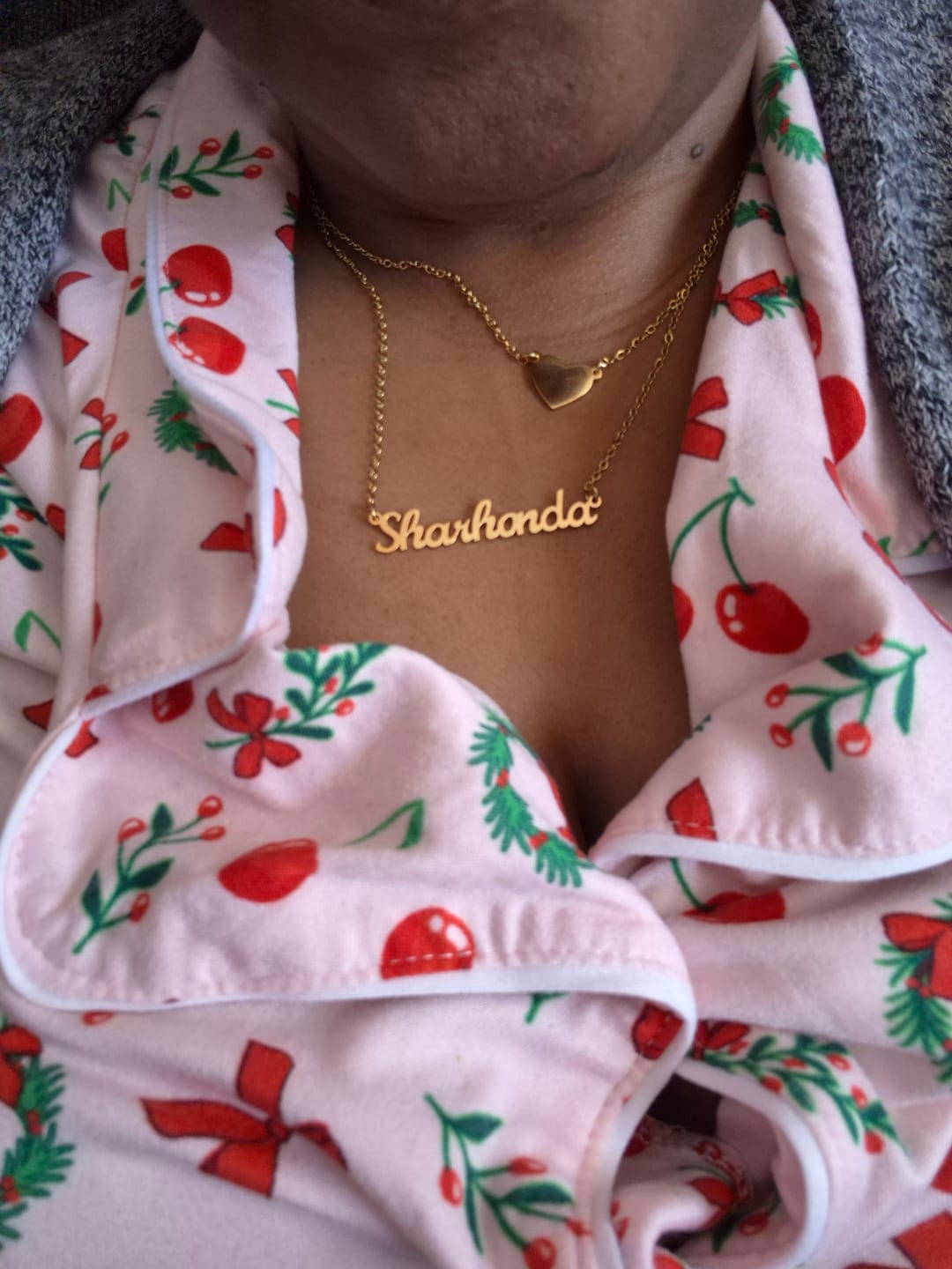 Customer photo review of Heart Layer Name Necklace