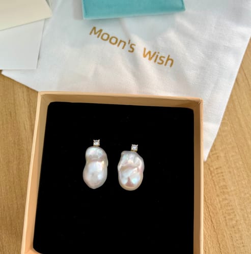 Customer photo review of EVIE - White Baroque Pearl Stud Earrings