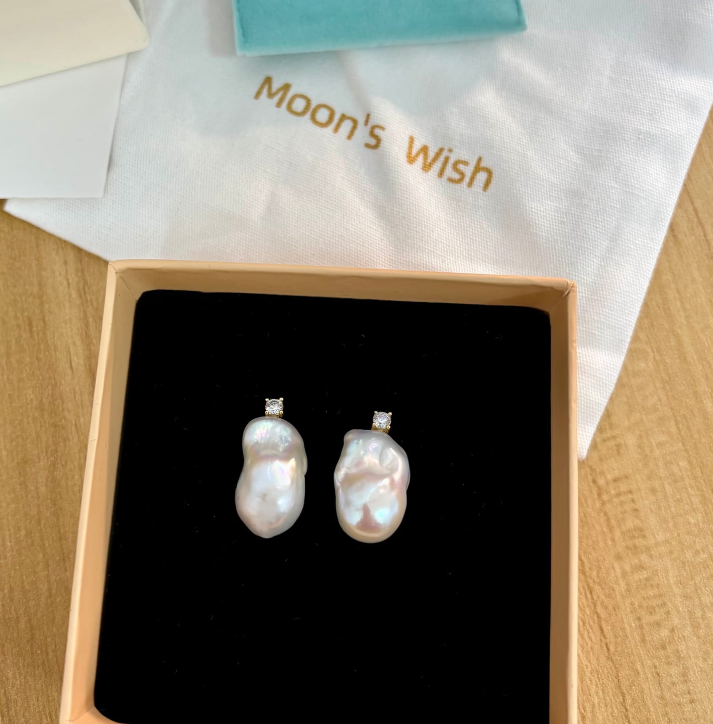 Customer photo review of EVIE - White Baroque Pearl Stud Earrings