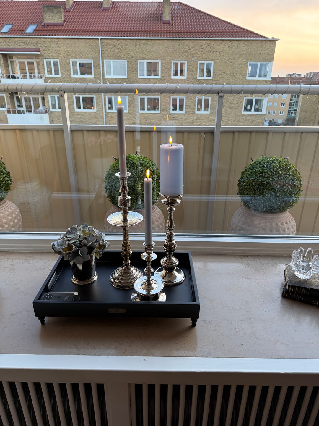 Customer photo review of LED Kronelys 2 stk, Ø 2 x 24 cm Støvet blå