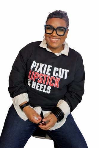 Customer photo review of Pixie, Lipstick, & Heels Sweatshirt (Blk)
