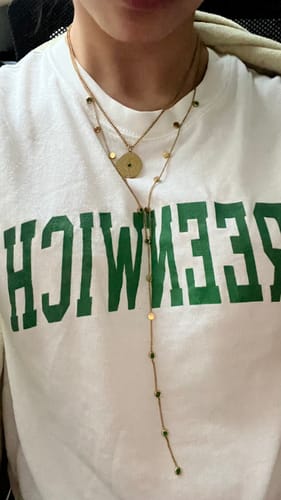 Customer photo review of Izzy Star Pendant Necklace Green & Gold