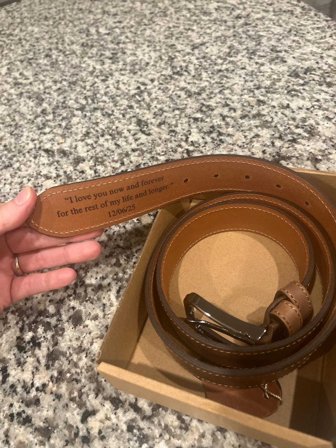 Customer photo review of Custom Leather Belt, Valentine's Day Gift for Boyfriend, Unique Gift for Husband