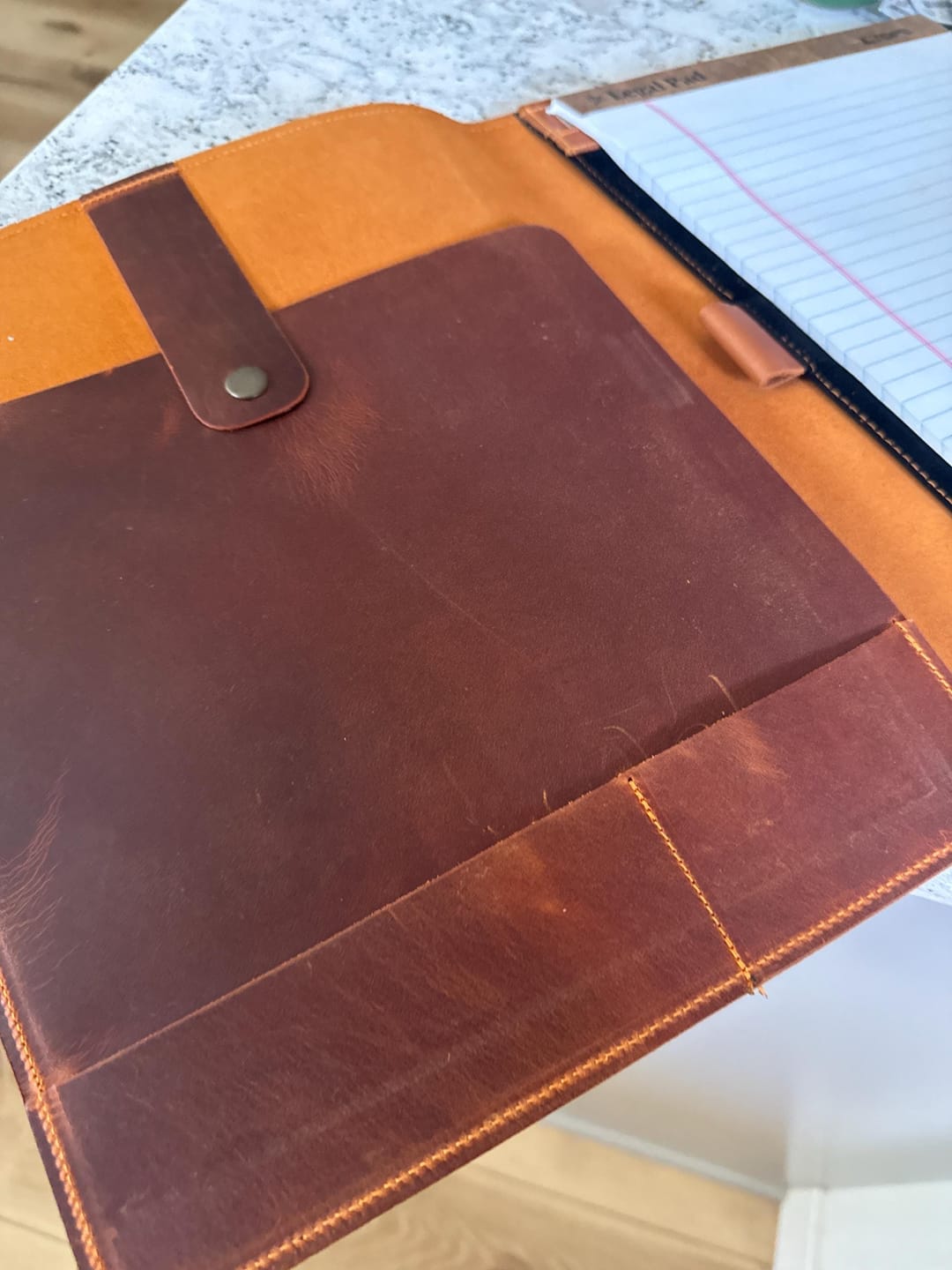 Customer photo review of Custom Leather Portfolio with Notepad & Planner – Personalized Padfolio with Logo or Name for Professionals
