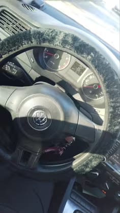 Customer photo review of Soft Plush Steering Wheel Cover – Warm Winter Protector (15")
