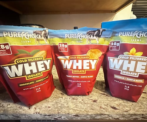 Customer photo review of 3 Flavor Whey Protein Isolate Combos