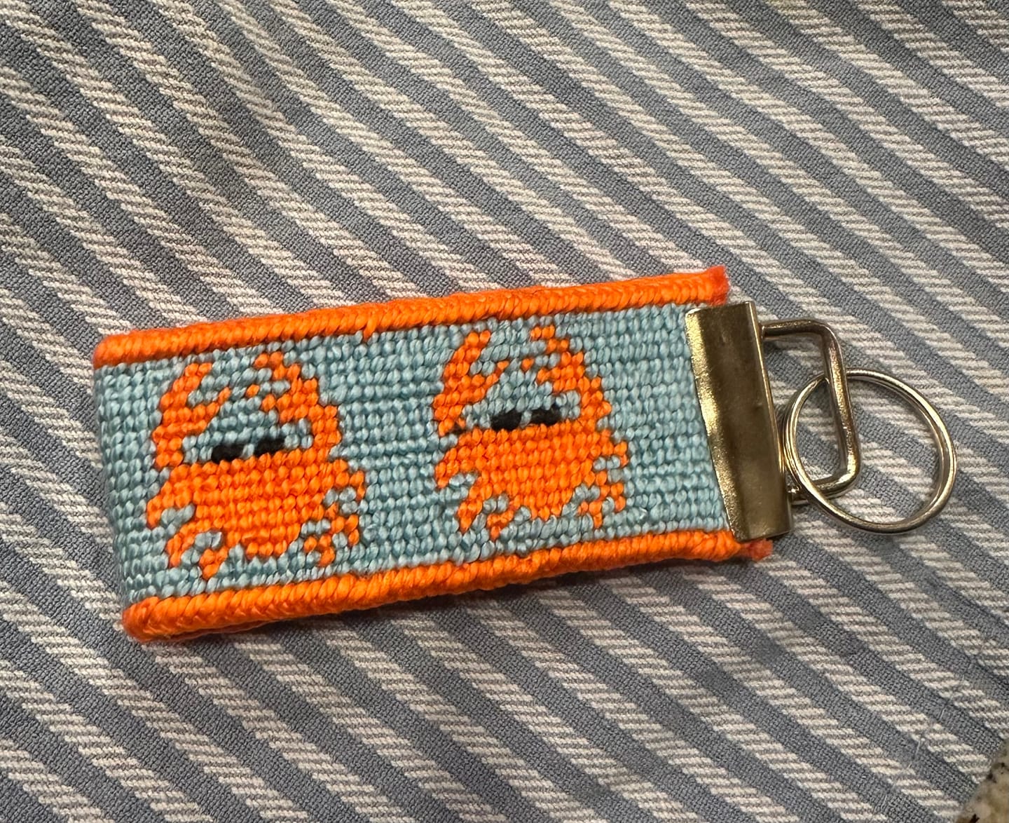 Customer photo review of Crabs Key Fob Needlepoint Kit
