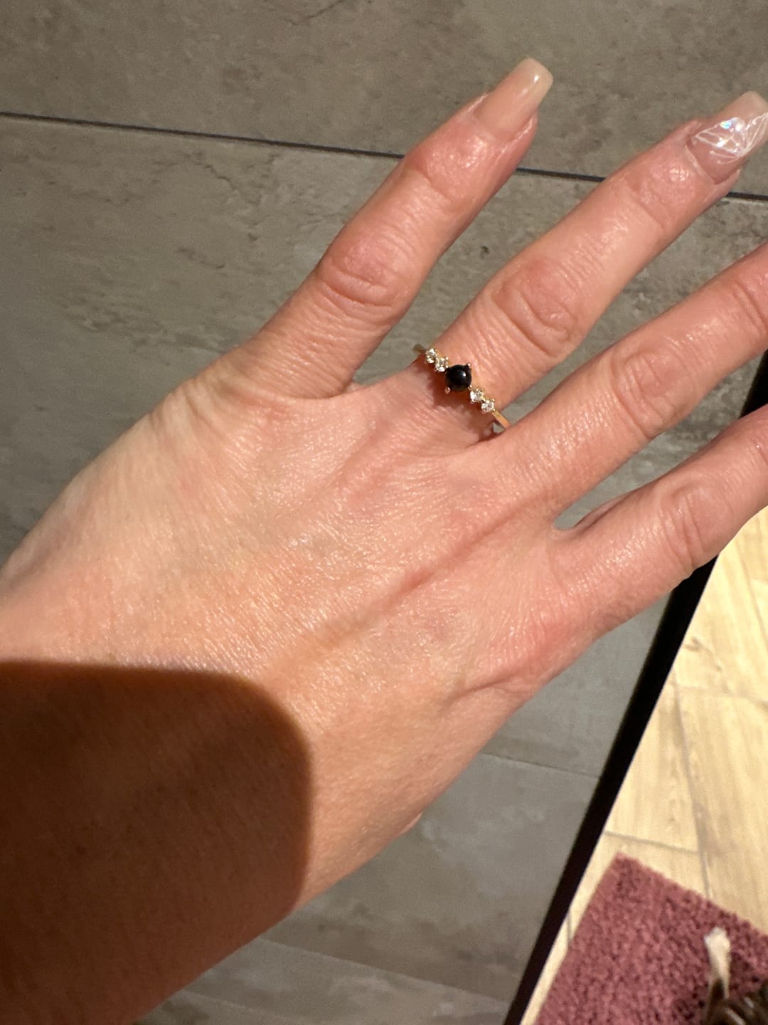 Customer photo review of Obsidian Ring - Perlenschliff rund