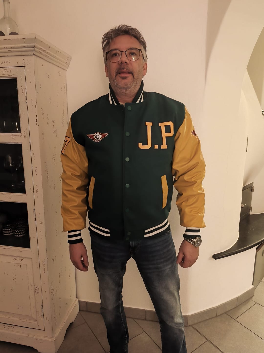 Customer photo review of Maßgeschneidertes Moosgrün Gelb Jacke