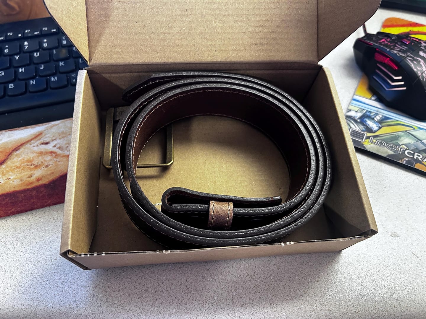 Customer photo review of Detachable Buckle Buffalo Leather Belt – Full Grain Custom Belt for Him, Personalized Gift, 3rd Anniversary, Birthday Husband