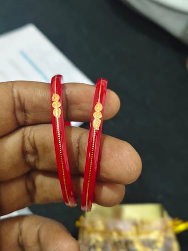 Customer photo review of “Mayur Light Red - A Divya Shringar Bangle” (2 pis) (Transparent Red)